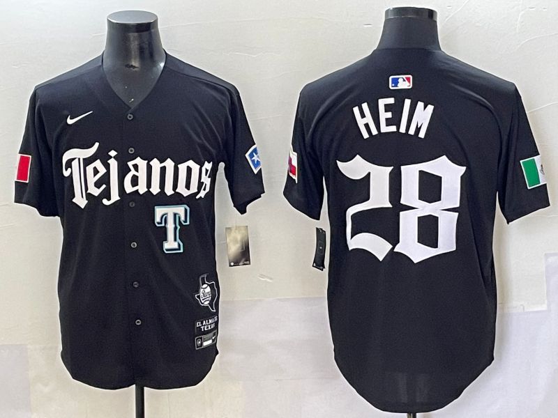 Men 2025 Texas Rangers #28 Heim Black Five generations Joint Name Nike MLB Jersey style 7->women mlb jersey->Women Jersey